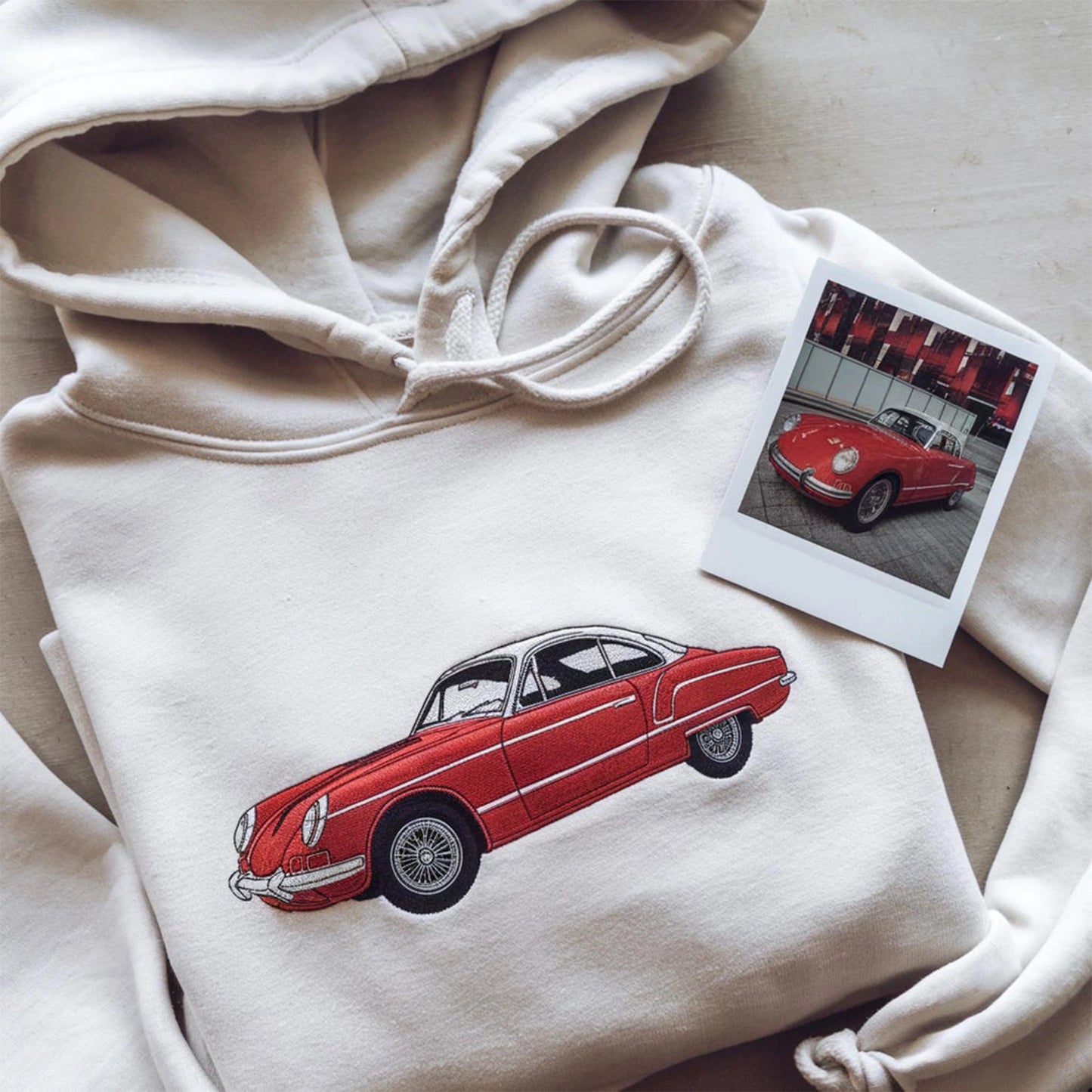 Custom embroidered car hoodie, personalized sweatshirt, perfect gift for car lovers and dads.