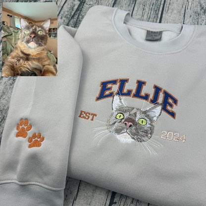 Custom Embroidered Sweatshirt/Hoodie/T-shirt with "Ellie" Pet Portrait