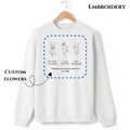 Custom flower embroidery design on a stylish sweatshirt & hoodie