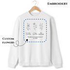 Custom flower embroidery design on a stylish sweatshirt & hoodie