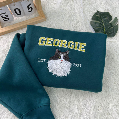 Personalized Sweatshirt with "GEORGIE" Pet Portrait Embroidery