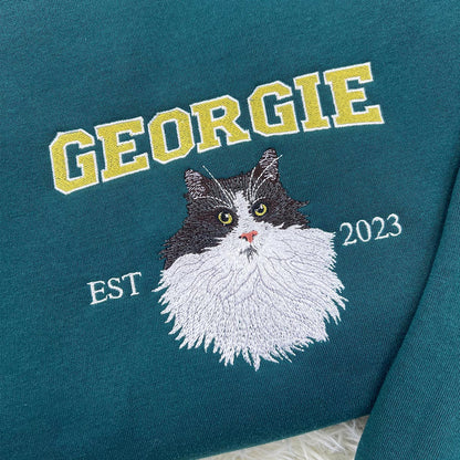 Personalized Sweatshirt with "GEORGIE" Pet Portrait Embroidery