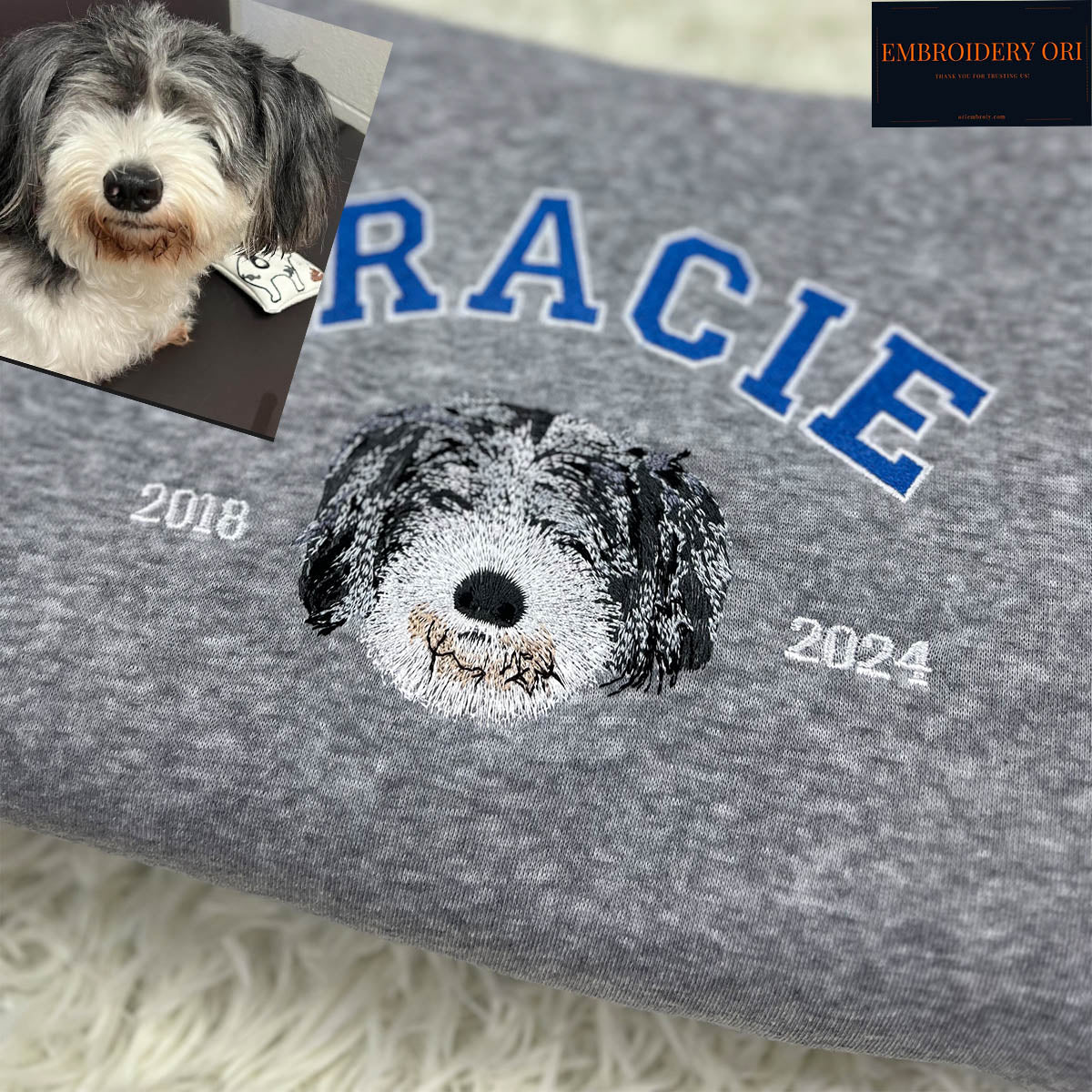 Custom Memorial Pet Portrait Hoodie – In Loving Memory