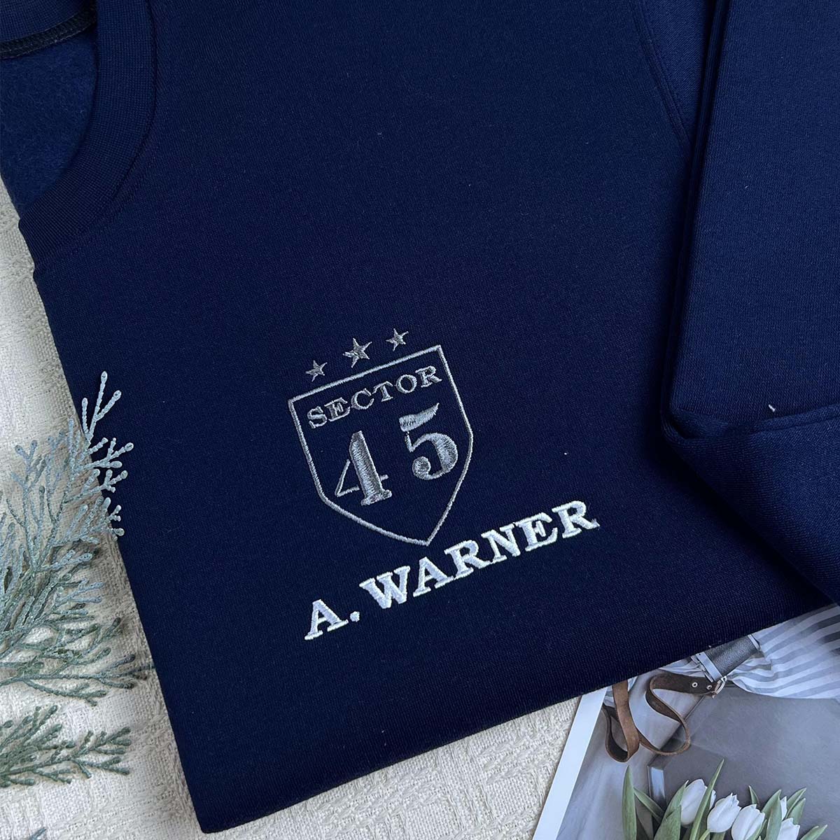 Custom Embroidered Shatter Me Sweatshirt | Aaron Warner 45 Sector CCR Bookish Merch