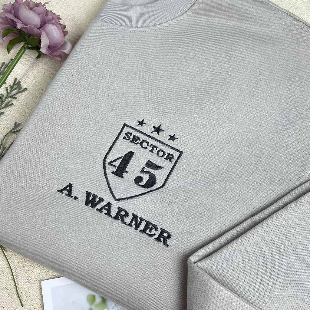 Custom Embroidered Shatter Me Sweatshirt | Aaron Warner 45 Sector CCR Bookish Merch