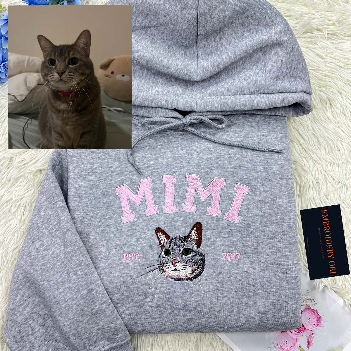 custom embroidered pet portrait sweatshirt mimi