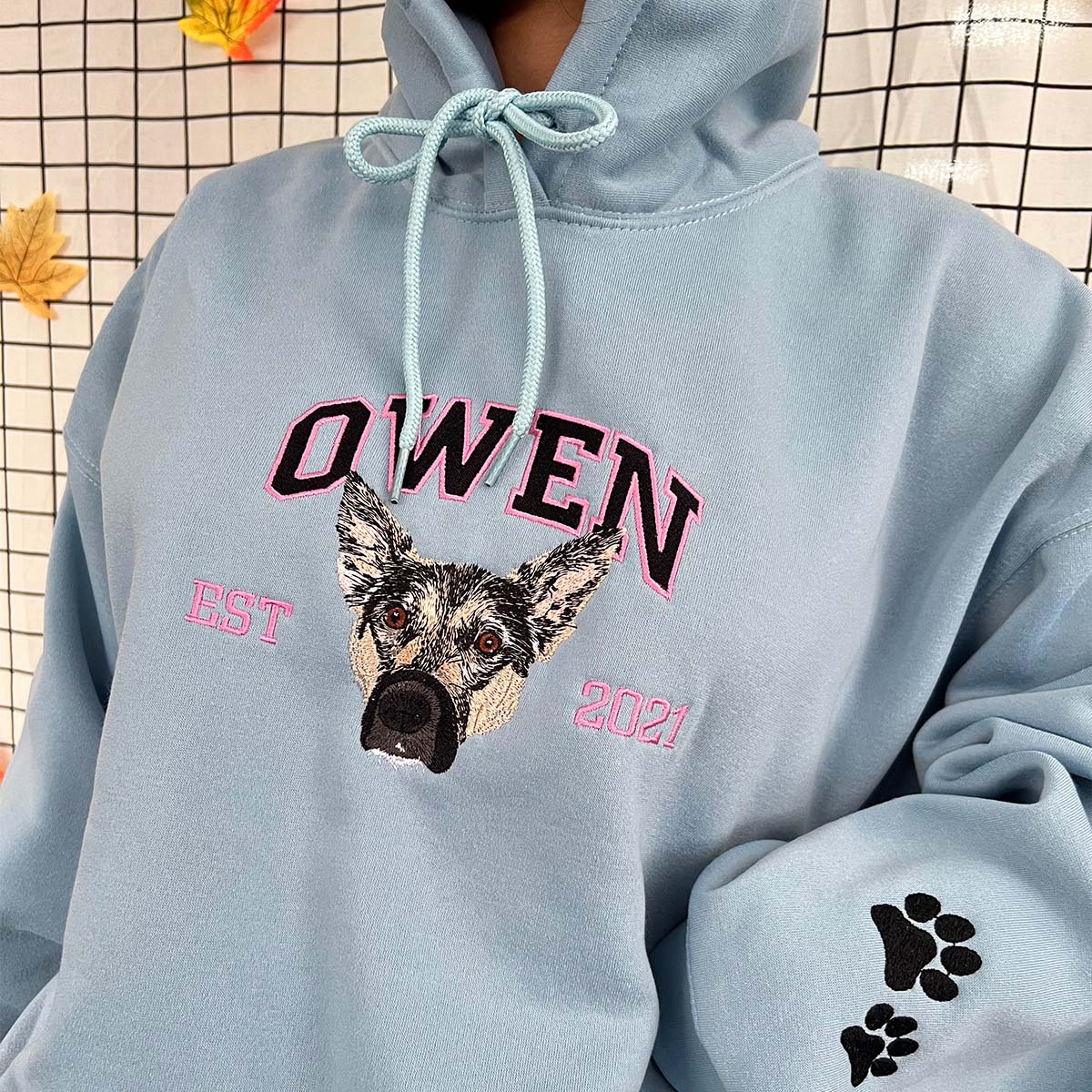 Custom Embroidered Sweatshirt/Hoodie/T-shirt with "Owen" Pet Portrait