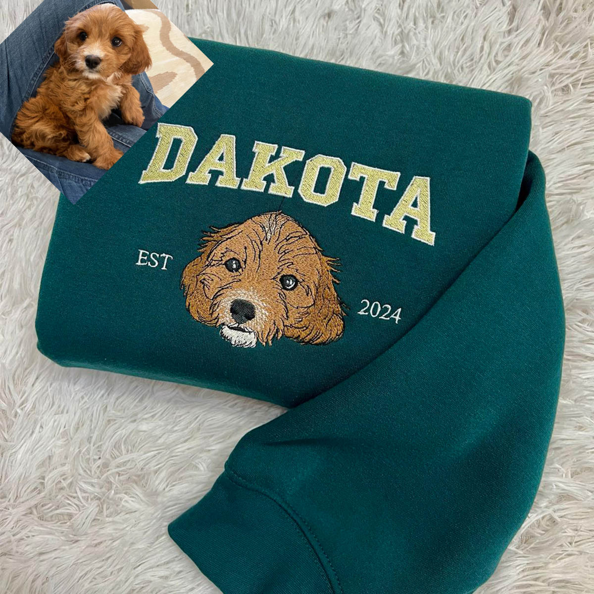 custom embroidered pet portrait sweatshirt