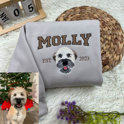 custom embroidered pet portrait molly