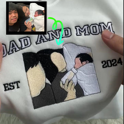 Custom hoodie with an embroidered picture, perfect personalized gift for loved ones.