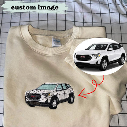 Custom embroidered picture hoodie featuring a personalized photo design