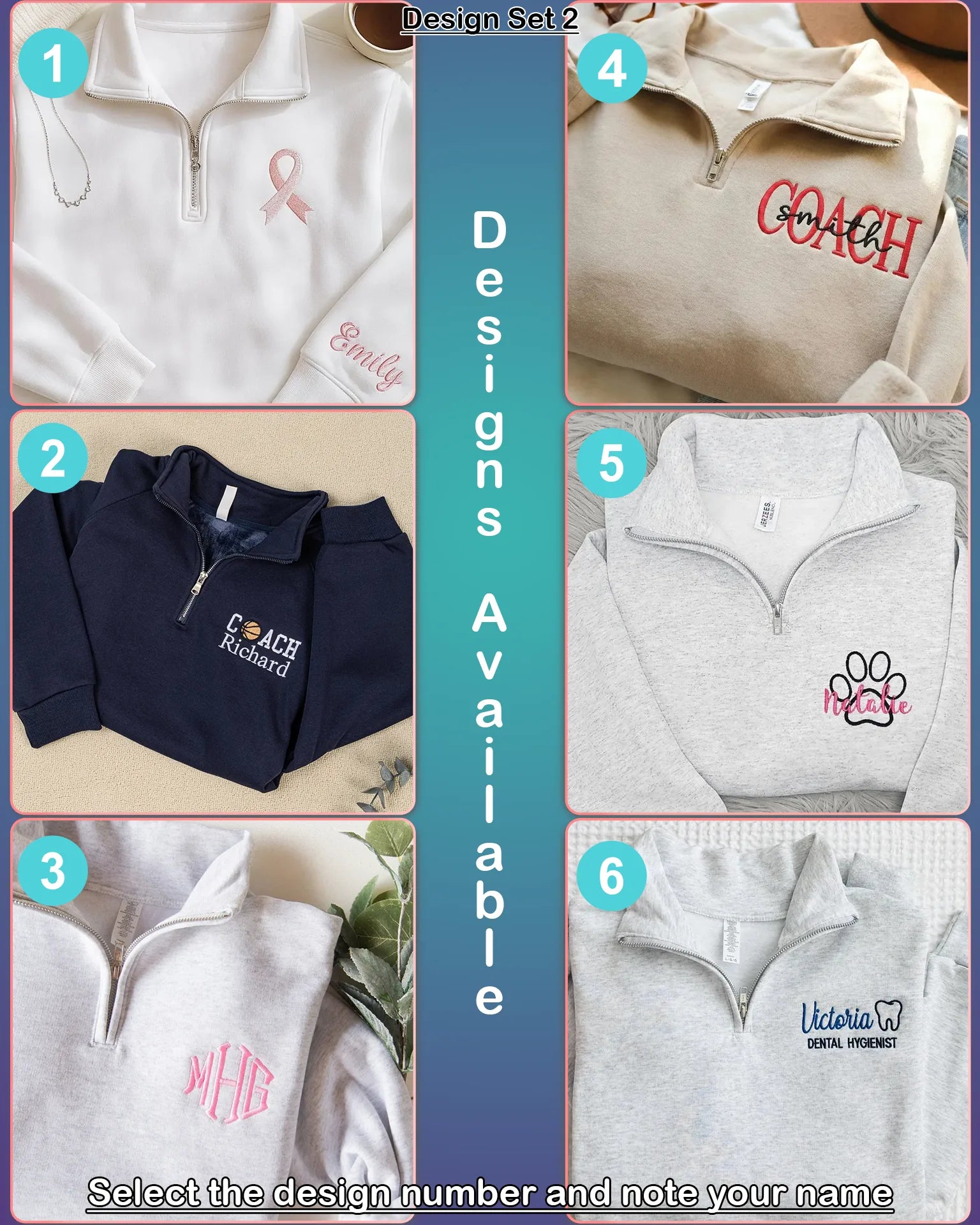 Personalized name embroidery on quarter zip pullover