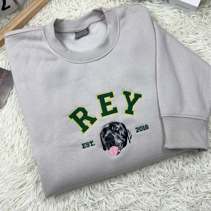 Custom Embroidered Sweatshirt/Hoodie with "Rey" Pet Portrait