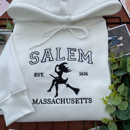 Salem Massachusetts Embroidered Hoodie | Halloween Edition