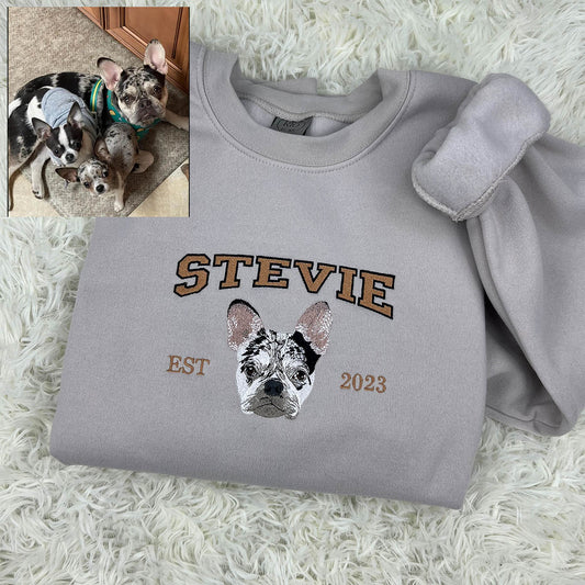 Custom Embroidered Sweatshirt/Hoodie/T-shirt with " Stevie" Pet Portrait