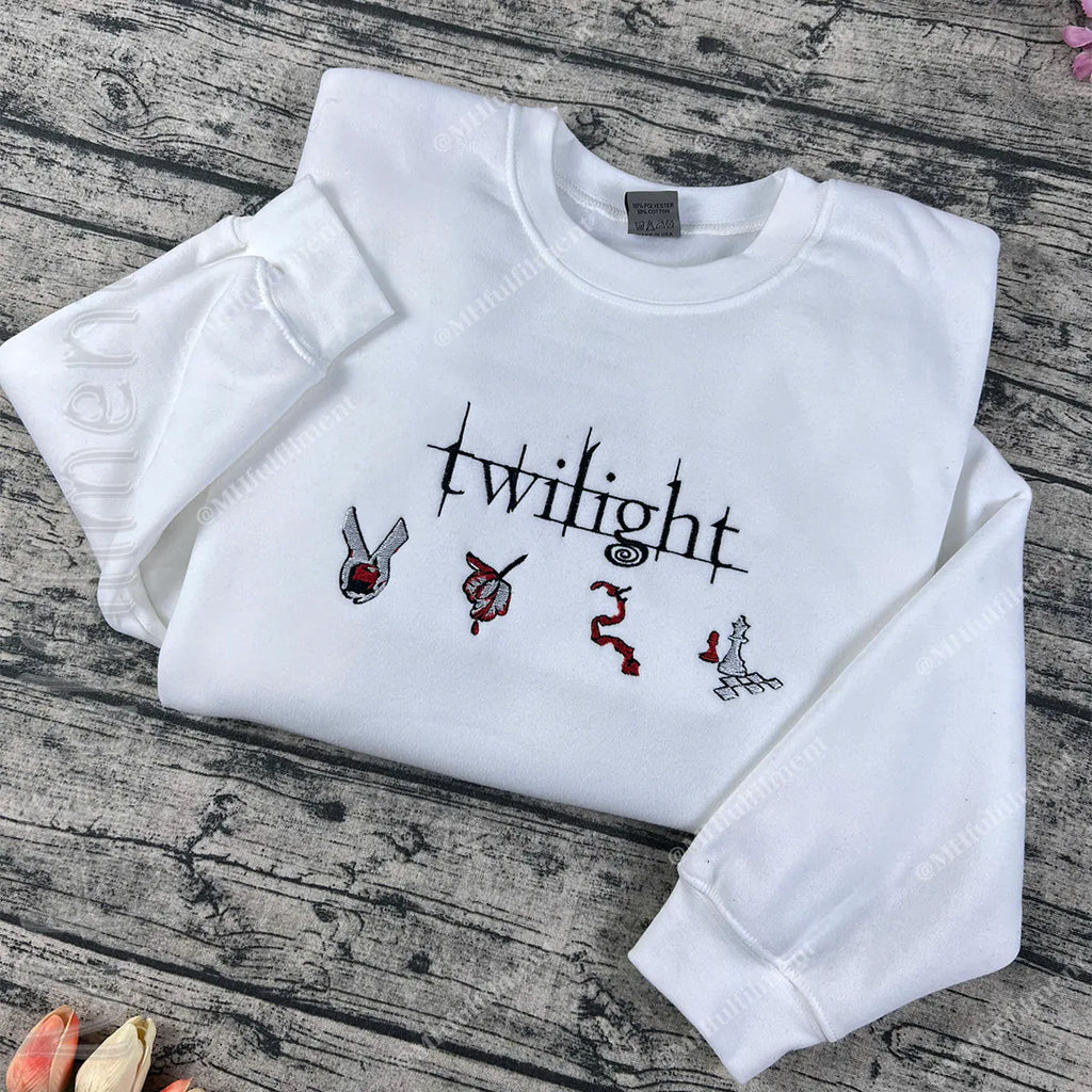 Custom embroidered Twilight crewneck in soft cotton fabric