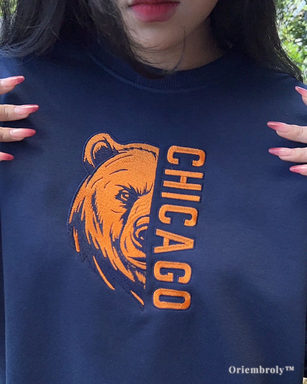custom name varsity sweatshirt embroidered arched text