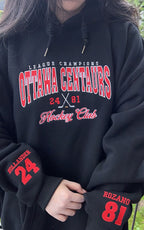 Custom Ottawa Centaurs varsity embroidered hoodie, ideal streetwear for hockey enthusiasts