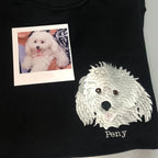 Custom pet embroidered sweatshirt with personalized dog and cat portrait