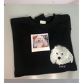 Custom pet embroidered sweatshirt with personalized dog and cat portrait