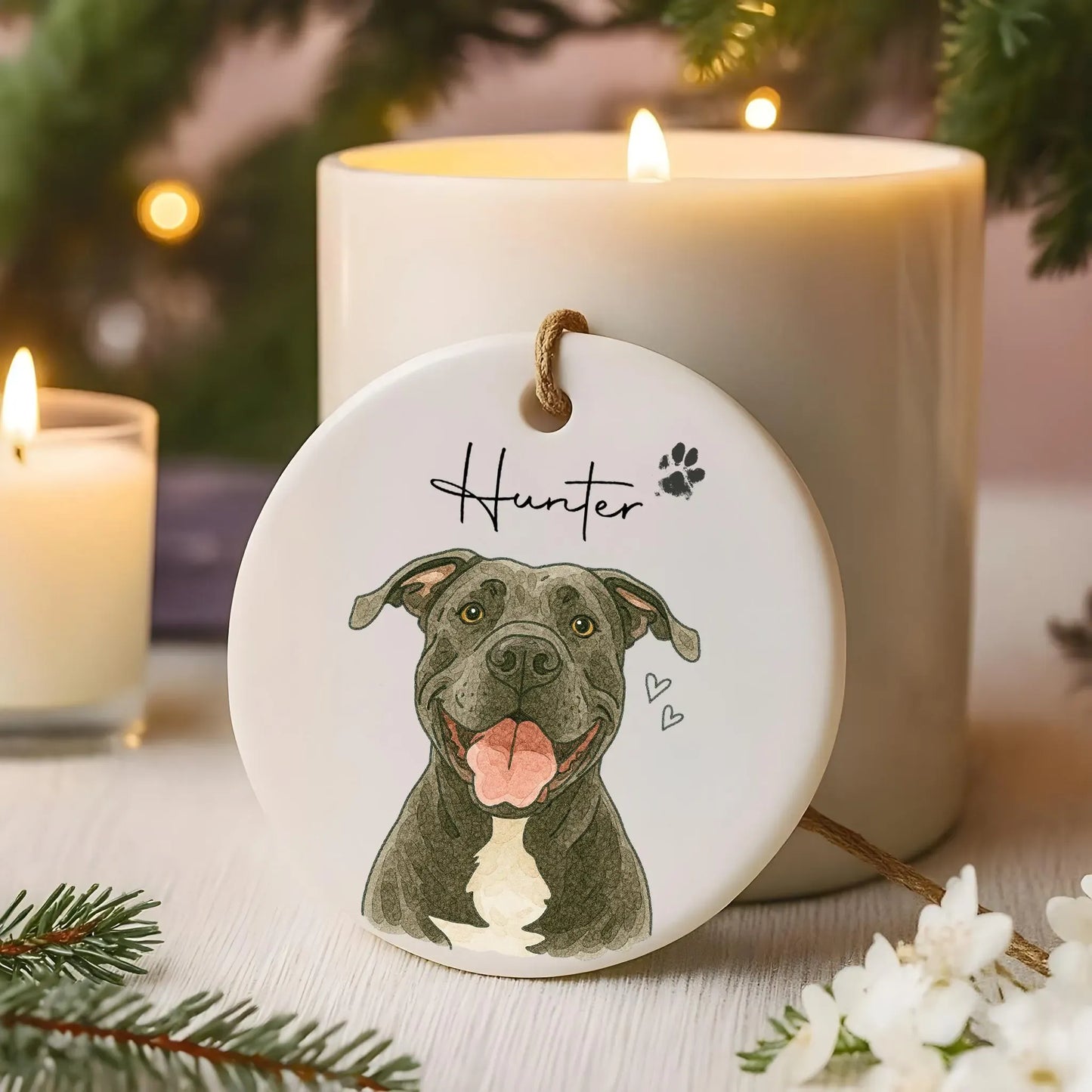 Christmas ornament featuring custom pet photo
