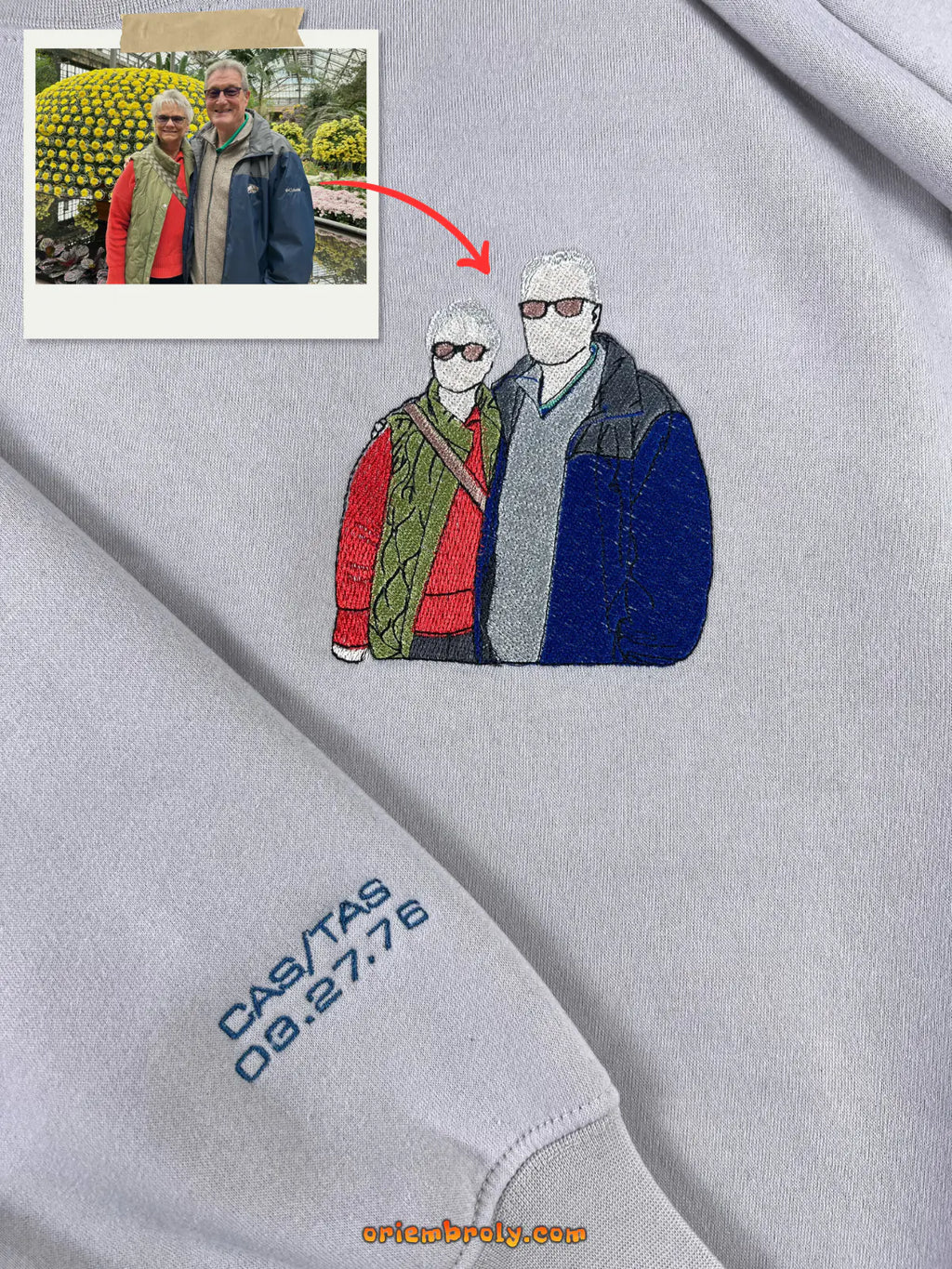 Personalized memory sweatshirt made from customer photo