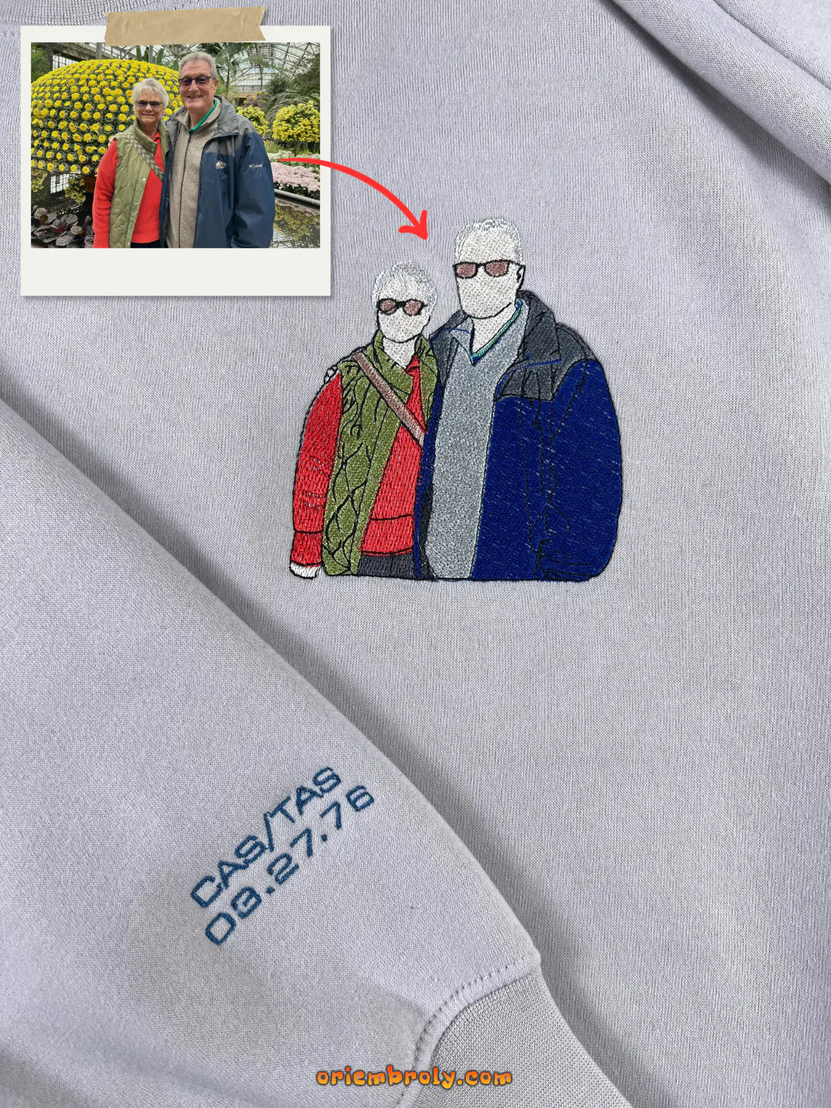 Personalized memory sweatshirt made from customer photo