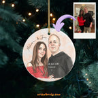 Personalized photo ornament in watercolor style