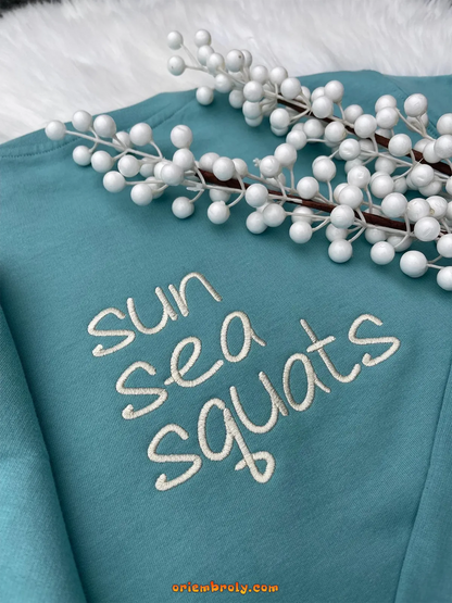 Custom phrase embroidered sweatshirt made in the USA