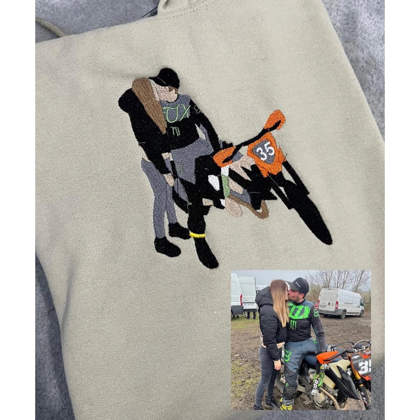 Front view of the Custom Portrait from Photo Embroidered Sweatshirt