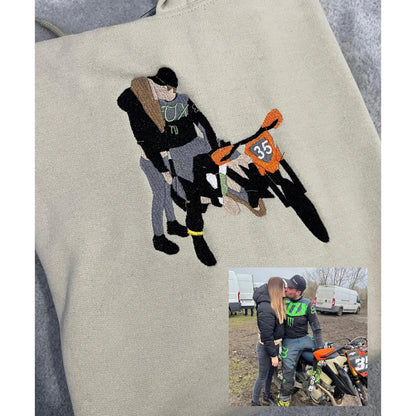 Front view of the Custom Portrait from Photo Embroidered Sweatshirt