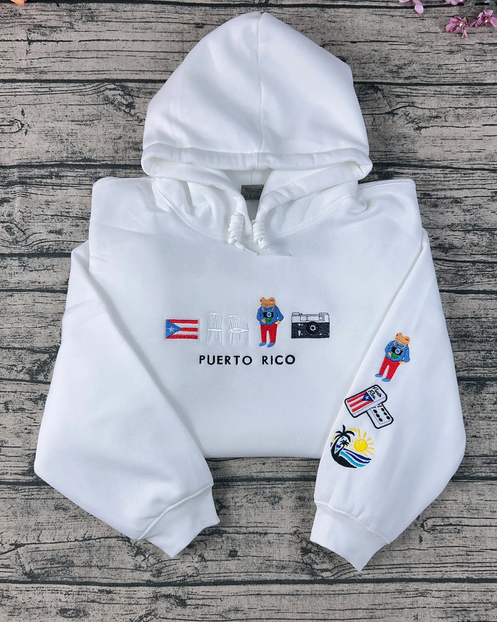 Custom Puerto Rico crewneck sweatshirt and hoodie, personalized embroidery gift