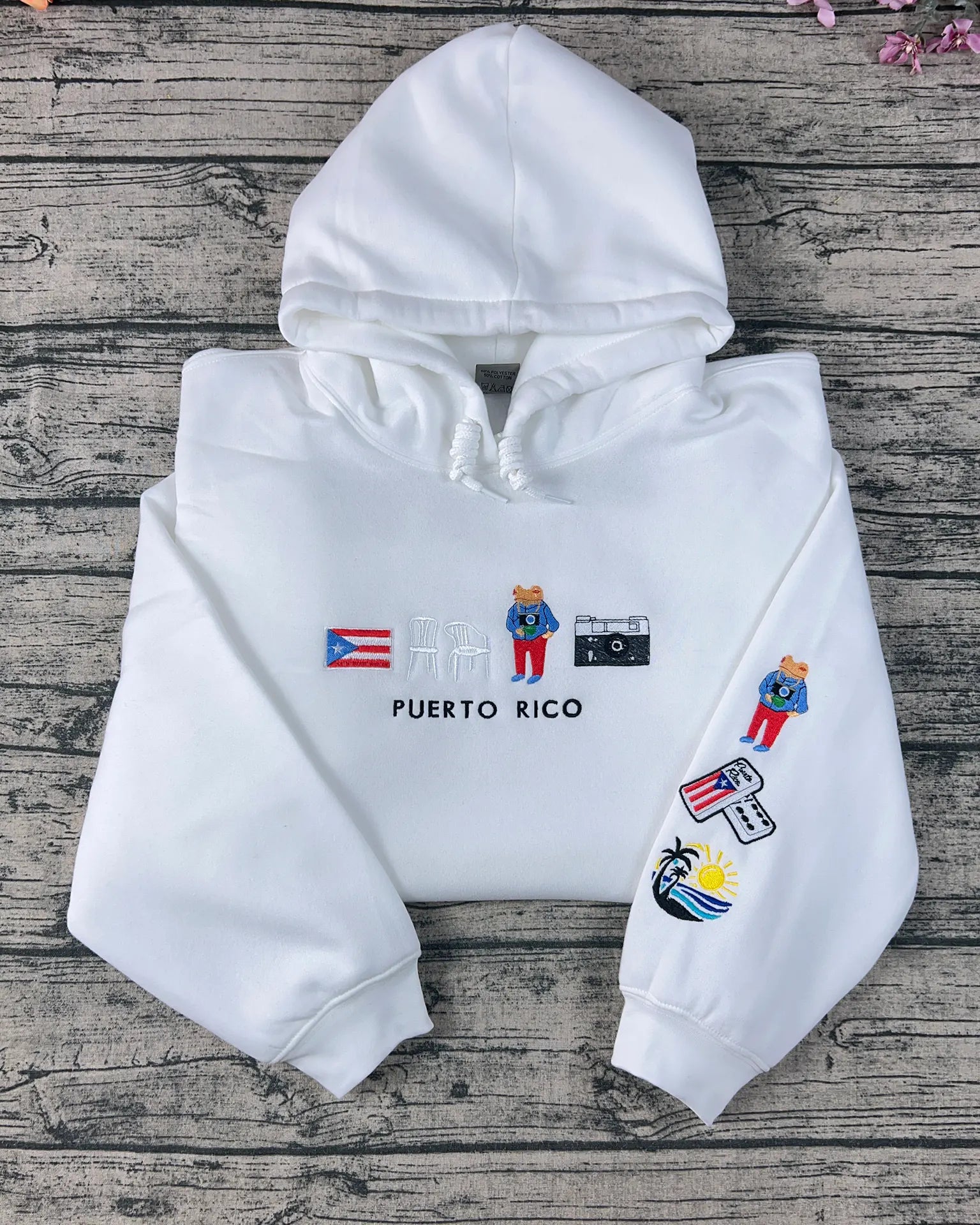 Custom Puerto Rico crewneck sweatshirt and hoodie, personalized embroidery gift