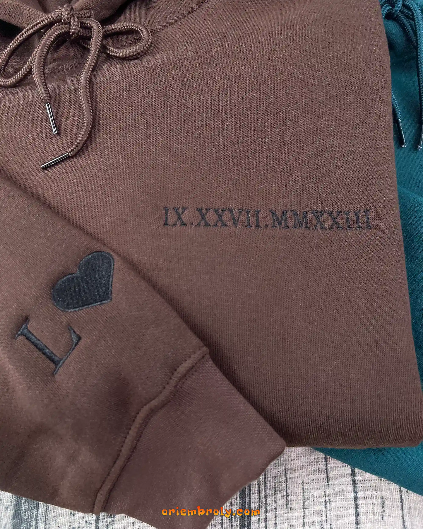 Custom Embroidered Roman Numeral Hoodie, Personalized Couples Gifts