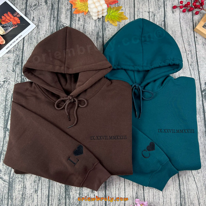 LY1 Oriembroly - Matching couple romen numeral embroidered