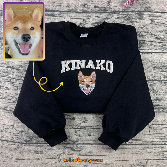 Custom Shiba Inu pet embroidered crewneck sweatshirt
