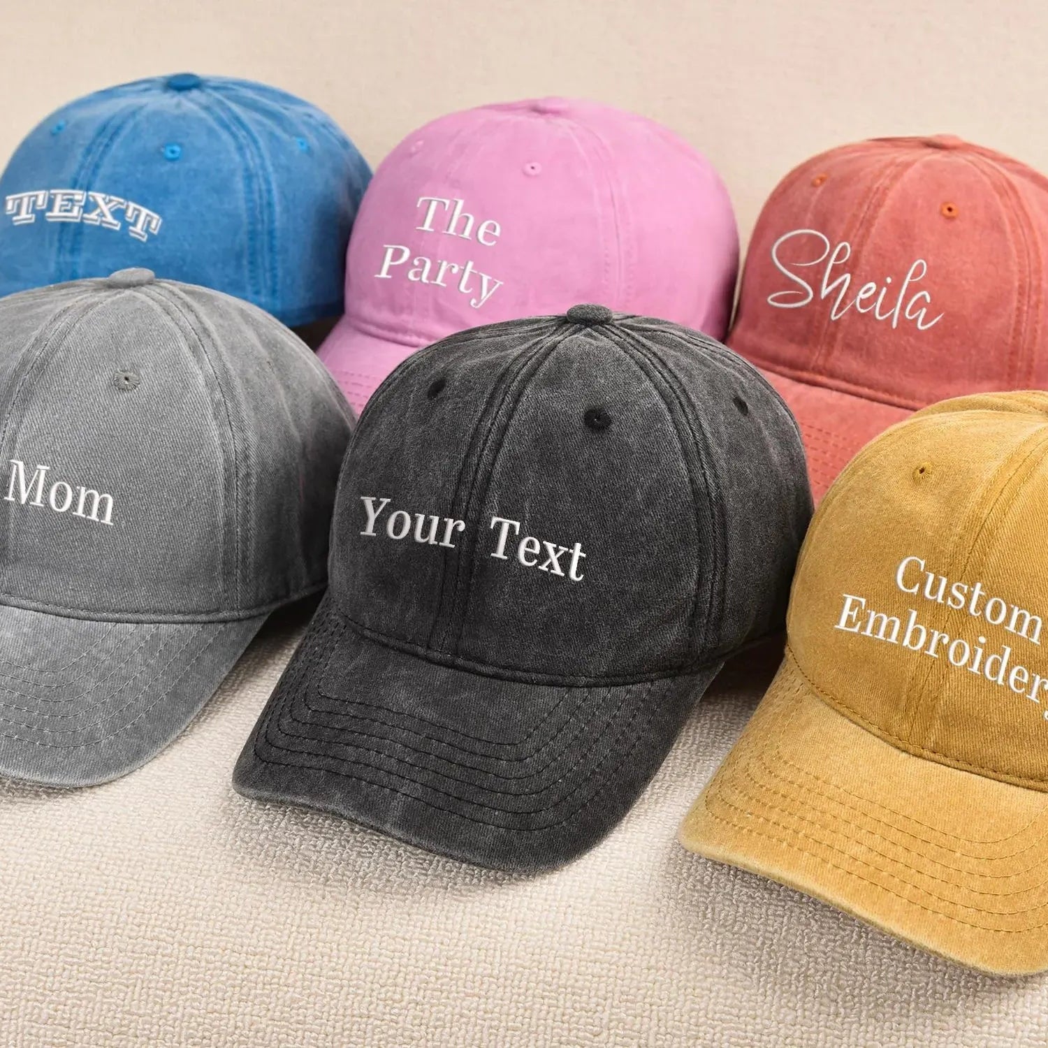 custom text baseball cap vintage style embroidered