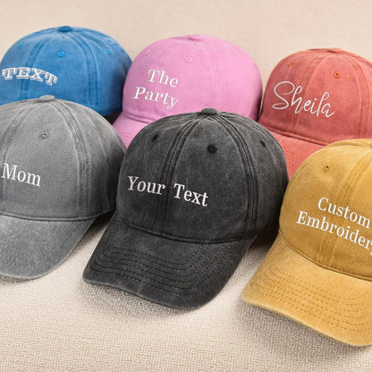 custom text baseball cap vintage style embroidered