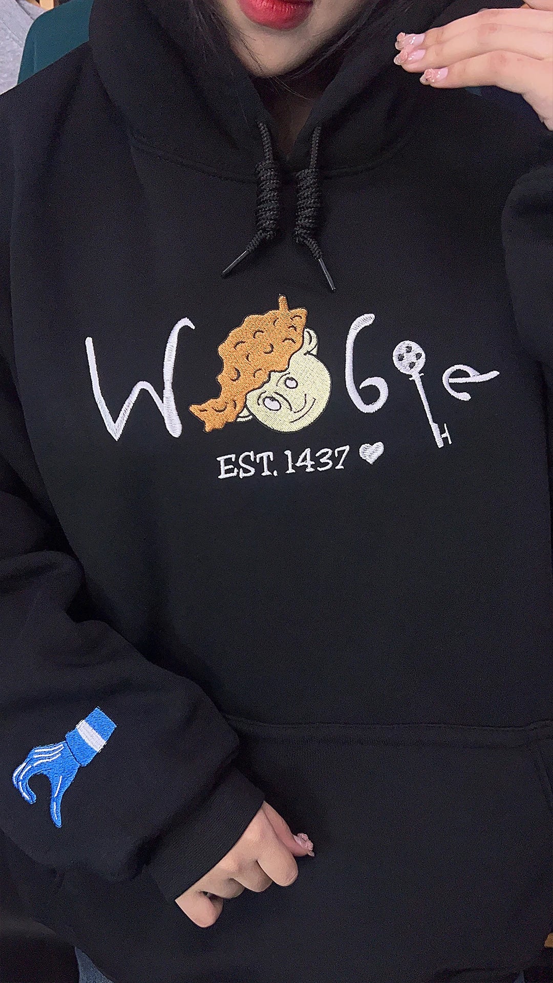 Custom Wolfie & Coraline hoodie – personalized embroidered sweatshirt, unique fan merchandise gift