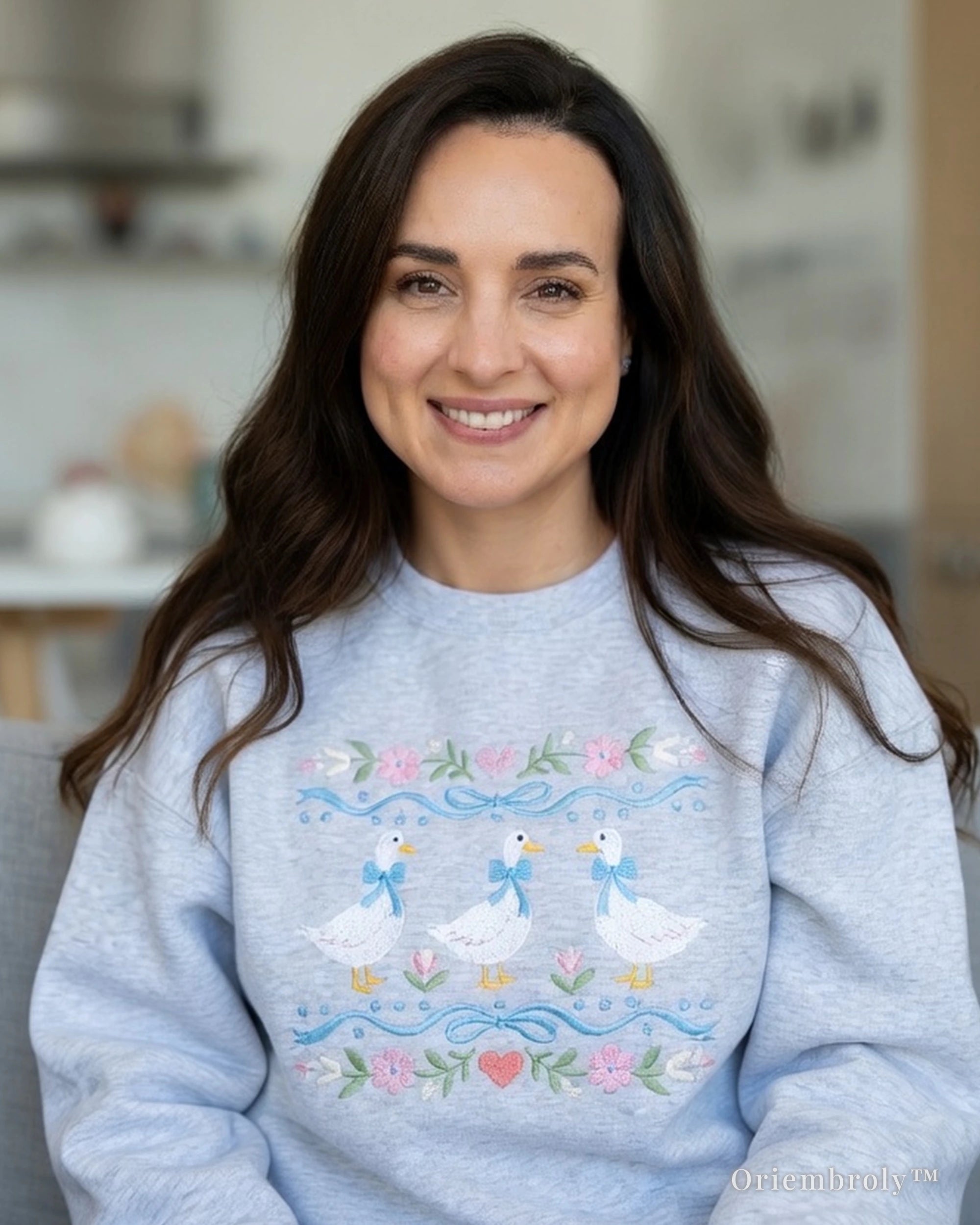 satin stitch embroidery texture on vintage crewneck