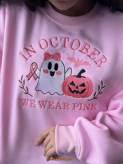 Cozy fall hoodie with Halloween themed embroidery
