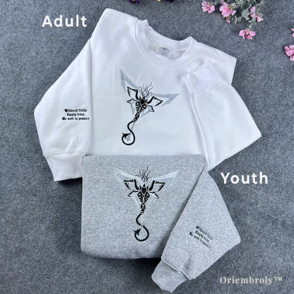 white and sport grey crewneck sweatshirt dark aesthetic embroidery