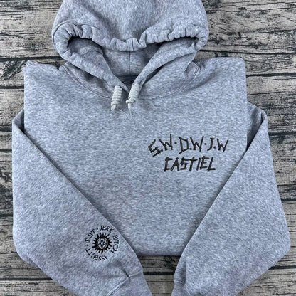 Supernatural Embroidered Sweatshirt – Dean, Sam, Castiel, Baby Car & Antipossession Symbol Hoodie – Fangirl Cosplay Jumper