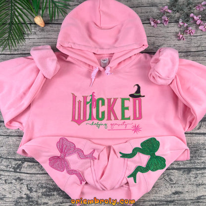 Defying Gravity inspired embroidered hoodie front view