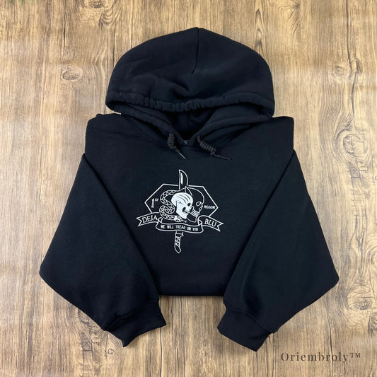 Deja Blu tactical embroidered hoodie front view