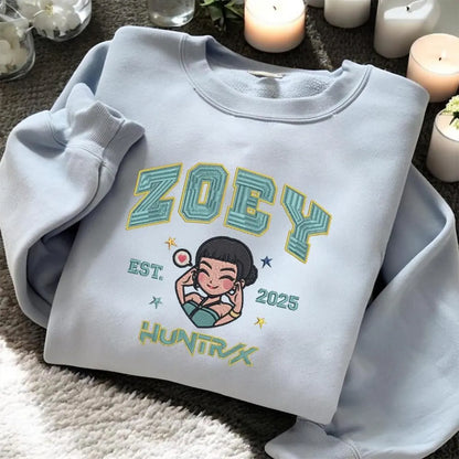 Embroidered KPOP Band Huntrix Sweatshirt, Derpy Tiger Demon Hunters Tee, Huntrix Fan Shirt, Funny Band Girls, Gift For Her