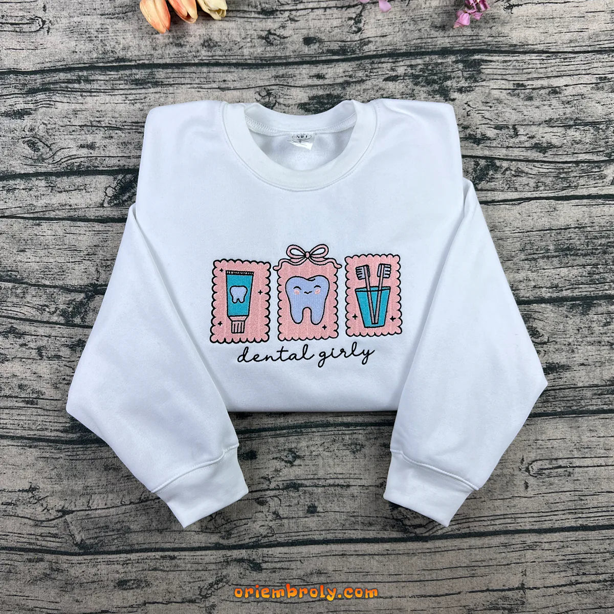 Dental girly embroidered crewneck sweatshirt