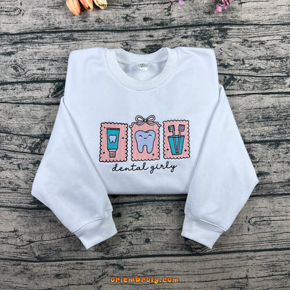 Dental girly embroidered crewneck sweatshirt