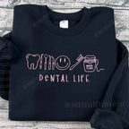Dentist gift sweatshirt featuring kawaii tooth embroidery – ideal for hygienists and assistants