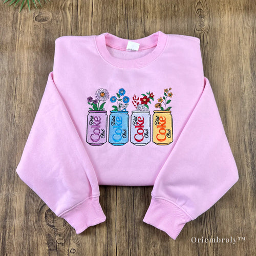Floral soda embroidery sweatshirt by Oriembroly